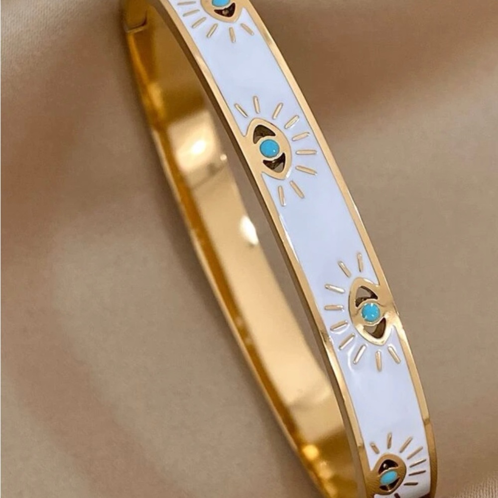 Turkish eye bracelet in gold tone - Picture 2 of 3